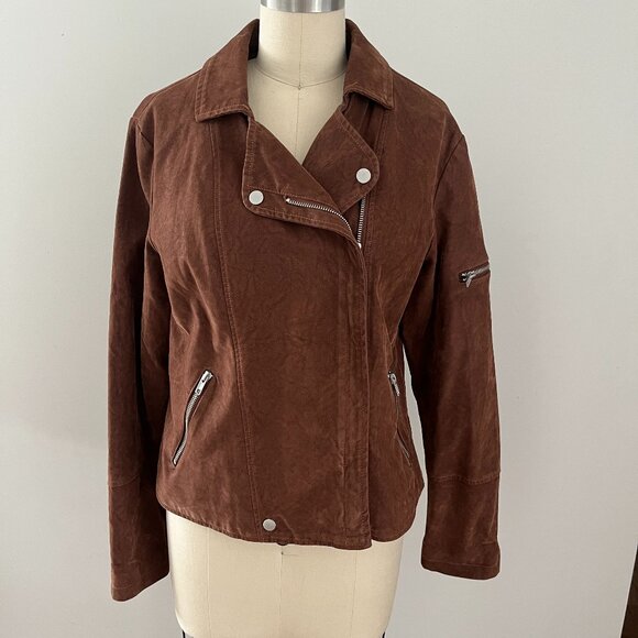 miami Jackets & Blazers - Mi Ami Brown Faux Suede Zippered Jacket Coat Boho Western Chic Edgy Moto Y2K M